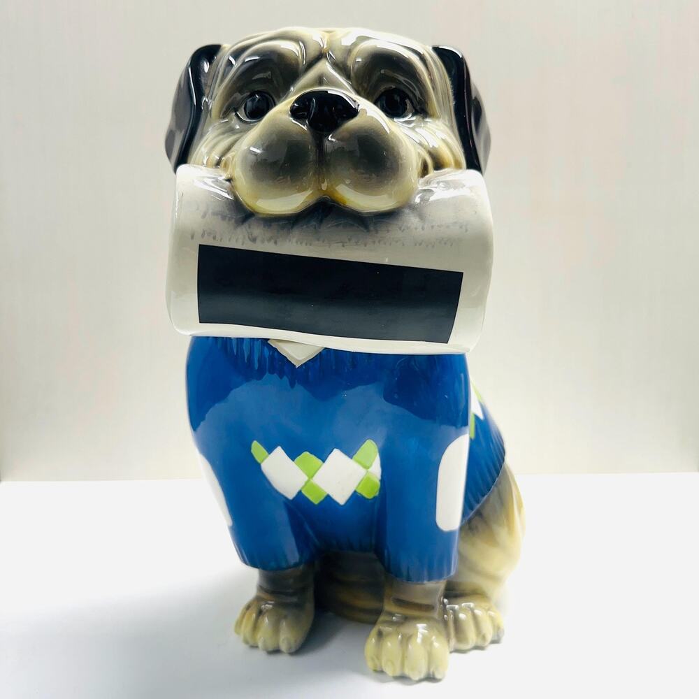 Vintage Davids Cookies Bulldog Newspaper Cookie Jar AS IS